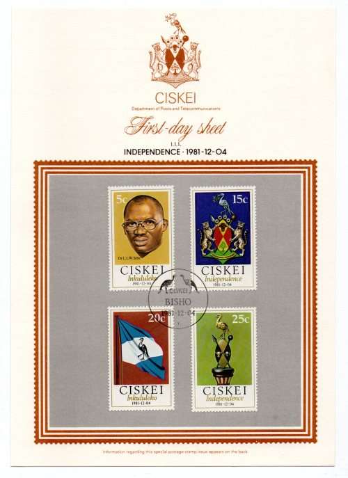 1981 Ciskei Independence First-day Sheet 1.1.1