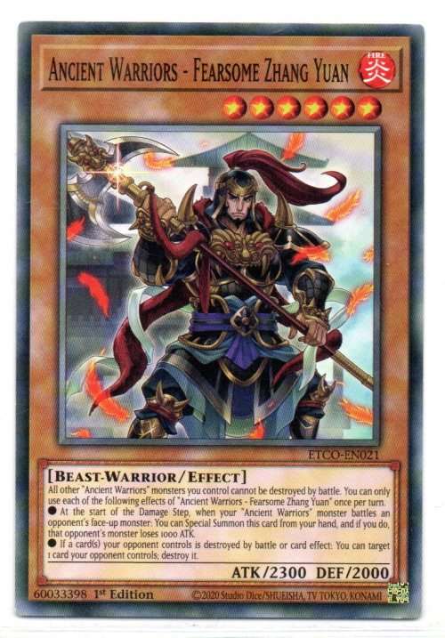 Yu-Gi-Oh! - Ancient Warriors - Fearsome Zhang Yuan - 1st Ed/Common - Eternity Code (ETCO-EN021)
