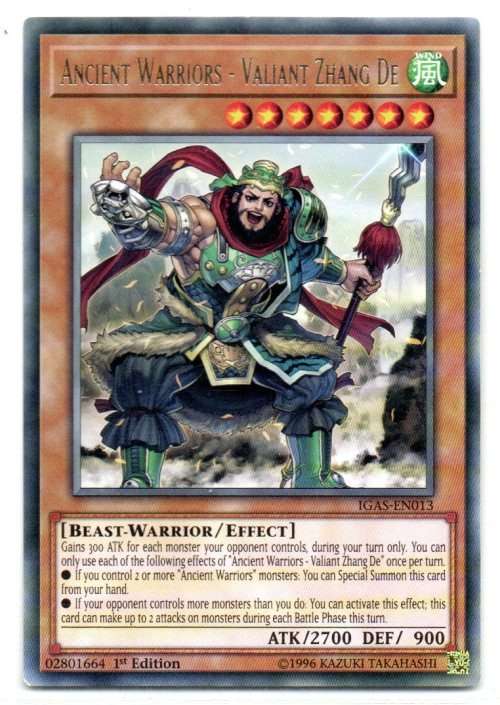 Yu-Gi-Oh! - Ancient Warriors - Valiant Zhang De - 1st Ed/Rare - Ignitian Assault (IGAS-EN013)