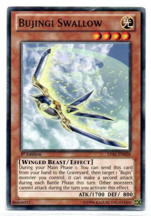 Yu-Gi-Oh! - Bujingi Swallow - 1st Ed/Common - Legacy of the Valiant (LVAL-EN028)
