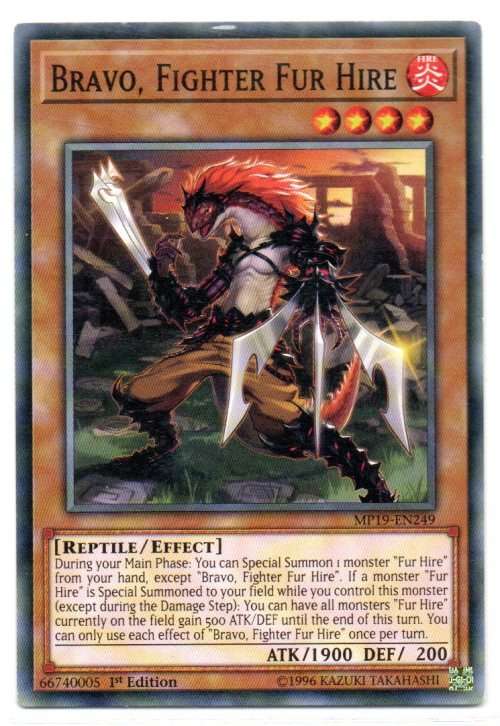 Yu-Gi-Oh! - Bravo, Fighter Fur Hire - 1st Ed/Common - 2019 Sarcophagus Tine Mega Pack (MP19-EN249)