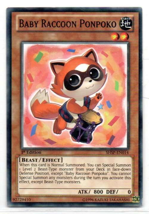 Yu-Gi-Oh! - Baby Raccoon Ponpoko - 1st Ed/Common - Shadow Specters (SHSP-EN014)
