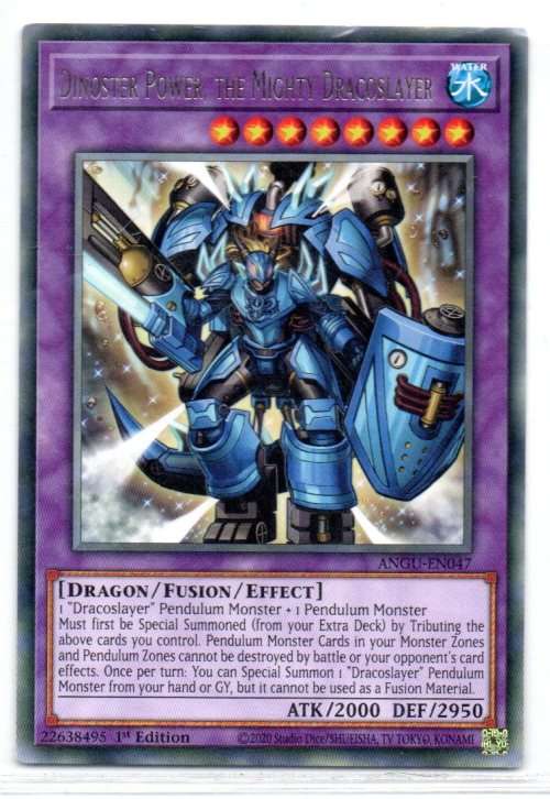 Yu-Gi-Oh! - Dinoster Power, the Mighty Dracoslayer - 1st Ed/Rare - Ancient Guardians (ANGU-EN047)