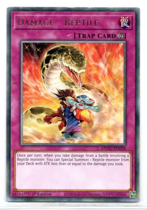 Yu-Gi-Oh! - Damage  Reptile - 1st Ed/Rare - Ancient Guardians (ANGU-EN058)