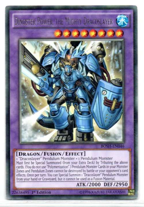 Yu-Gi-Oh! - Dinoster Power, the Mighty Dracoslayer - 1st Ed/Rare - Breakers of Shadow (BOSH-EN046)
