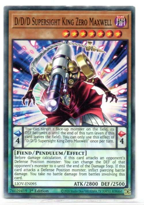 Yu-Gi-Oh!  - D/D/D Supersight King Zero Maxwell - 1st Ed/Common - Lightening Overdrive (LIOV-EN095)