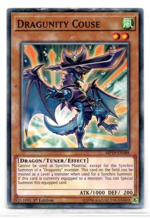 Yu-Gi-Oh!  - Dragunity Couse - 1st Ed /Common - 2019 Gold Sarcophagus Tin mega Pack (MP19-EN088)