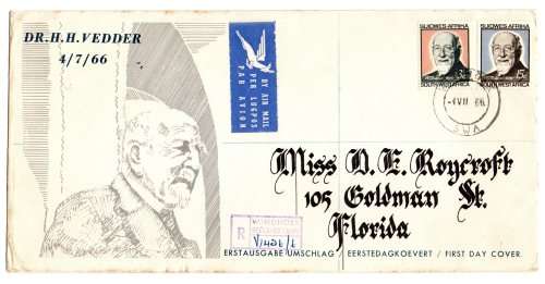 1966 South-West Africa 90th Birthday of Dr. Vedder FDC
