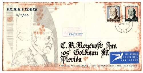 1966 South-West Africa 90th Birthday of Dr. Vedder FDC