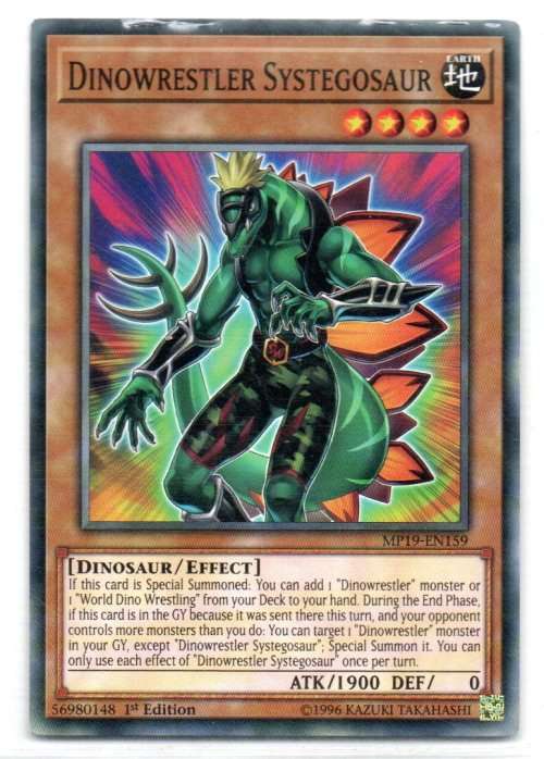 Yu-Gi-Oh!  - Dinowrestler Systegosaur - 1st Ed/Common - 2019 Gold Sarcophagus Tin Mega Pack (MP19-EN
