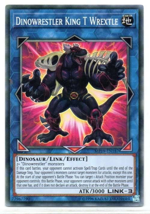 Yu-Gi-Oh!  - Dinowrestler King T Wrextle - Common- 2019 Gold Sarcophagus Tin Mega Pack (MP19-EN187)