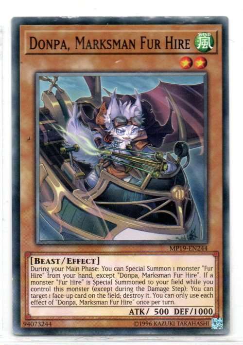 Yu-Gi-Oh!  - Donpa, Marksman Fur Hire - Common - 2019 Gold Sarcophagus Tin Mega Pack (MP19-EN244)