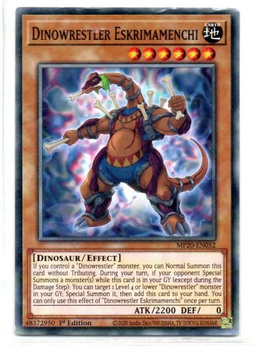 Yu-Gi-Oh!  - Dinowrestler Eskrimamenchi - 1st Ed/Common - 2020 Tin of Lost memories (MP20-EN052)