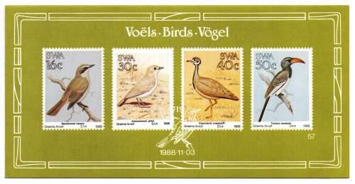 1988 South-West Africa Birds FDC 63 & Bulletin 57
