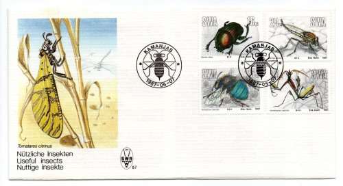 1987 South-West Africa Useful Insects FDC 57 & Bulletin 51