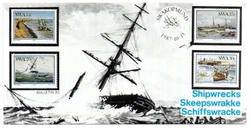 1987 South-West Africa Shipwrecks FDC 59 & Bulletin 53