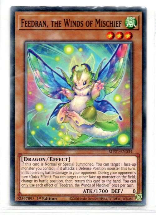 Yu-Gi-Oh! - Feedran, The Winds of Mischief - 1st Ed/Common - 2021 Tin of Ancient Battles (MP21-EN034