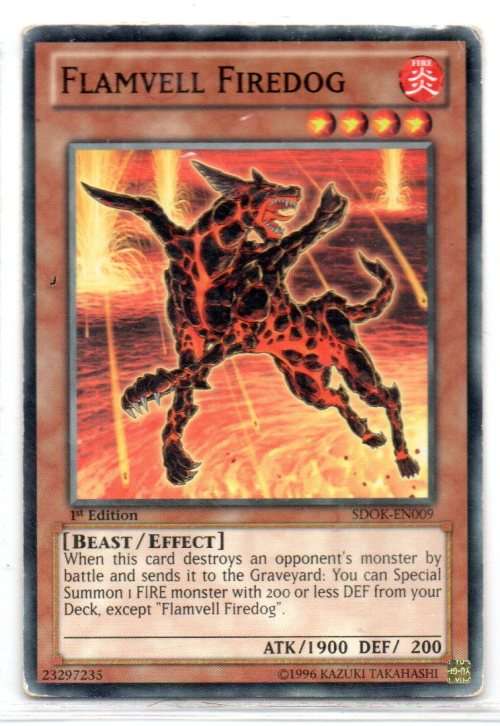Yu-Gi-Oh! - Flamvell Firedog - 1st Ed/Common - Onslaught of the Fire Kings Structure Deck (SDOK-EN00