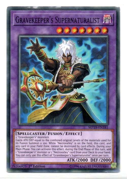 Yu-Gi-Oh! - Gravekeeper`s Supernaturalist - 1st Ed/Common - 2019 Gold Sarcophagus Tim Mega Pack (MP1