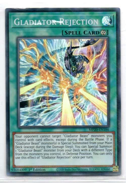 Yu-Gi-Oh! - Gladiator Rejection - 1st Ed/Super Rare - 2020 Tin of Lost Memories (MP20-EN186)