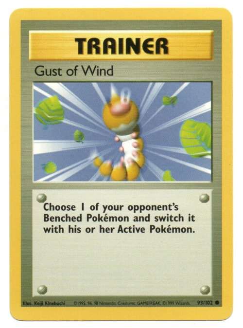 1995, 96, 98 Nintendo Creatures GAMEFREAK Pokemon - Gen I Base Set - Trainer Gust of Wind 93/102 - C