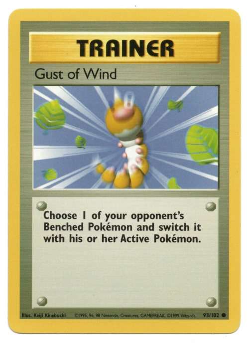 1995, 96, 98 Nintendo Creatures GAMEFREAK Pokemon - Gen I Base Set - Trainer Gust of Wind 93/102 - C