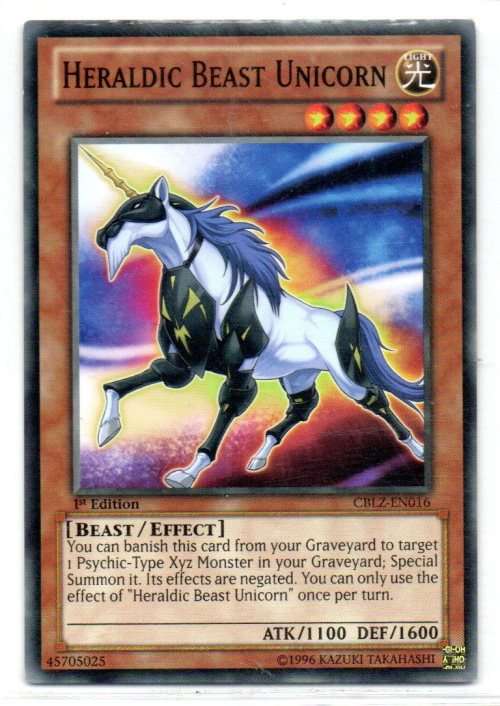 Yu-Gi-Oh! - Heraldic Beast Unicorn - 1st Ed/Common - Cosmo Blazer (CBLZ-EN016)