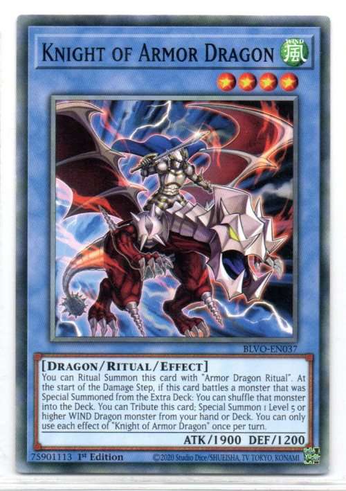 Yu-Gi-Oh! - Knight of Armor Dragon - 1st Ed/Common -Blazing Vortex (BLVO-EN037)