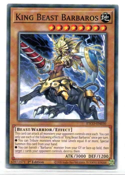 Yu-Gi-Oh! - King Beast Barbaros - 1st Ed/Common - Eternity Code (ETCO-EN030)