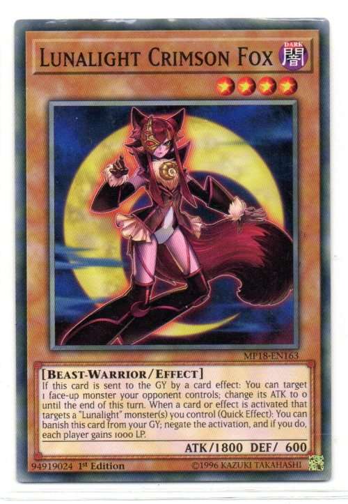 Yu-Gi-Oh! - Lunalight Crimson Fox - 1st Ed/Common - 2018 Mega-Tin Mega Pack (MP18-EN163)