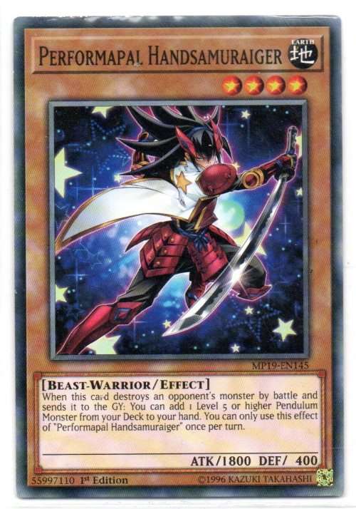 Yu-Gi-Oh! - Performapal Handsamuraiger - 1st Ed/Common - 2019 Gold Sarcophagus Tin Mega Pack -(MP19-
