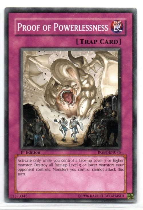 Yu-Gi-Oh! - Proof of Powerlessness - 1st Ed/Common - Raging Battle (RGBT-EN076)