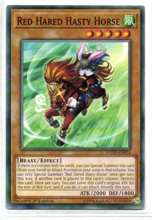 Yu-Gi-Oh! - Red Hared Hasty Horse - 1st Ed/Short Print - Flames of Destruction (FLOD-EN034)
