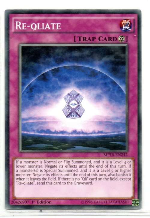 Yu-Gi-Oh! - Re-qliate - 1st Ed/Common - 2015 Mega-Tin Mega Pack (MP15-EN242)