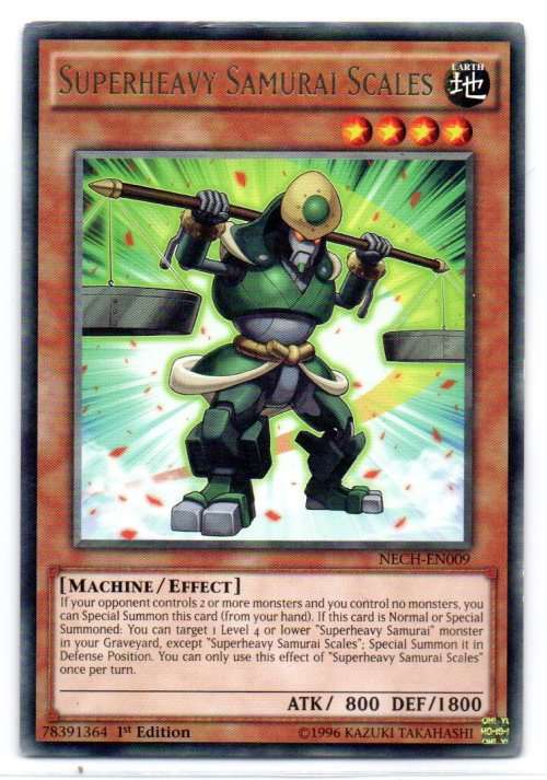 Yu-Gi-Oh! - Superheavy Samurai Scales - 1st Ed/Rare - The New Challengers (NECH-EN009)