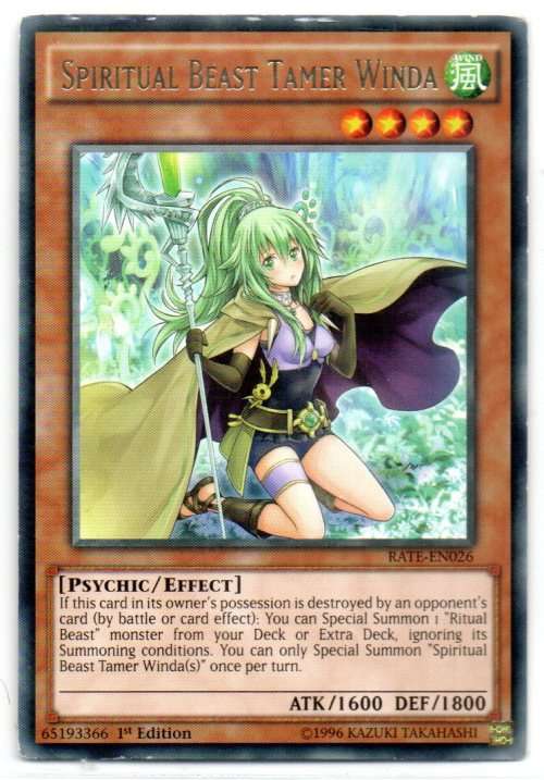 Yu-Gi-Oh! - Spiritual Beast Tamer Winda - 1st Ed/Rare - Raging Tempest (RATE-EN026)