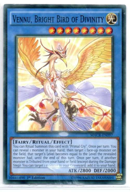 Yu-Gi-Oh! - Vennu, Bright Bird of Divinity - 1st Ed/Common - Maximum Crisis (MACR-EN097)