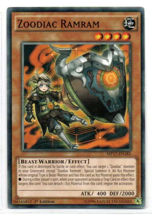 Yu-Gi-Oh! - Zoodiac Ramram - 1st Ed/Common - 2017 Mega-Tin Mega Pack (MP17-EN185)