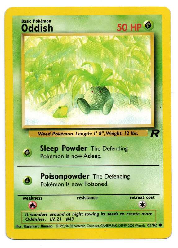 1995, 96, 98 Nintendo, Creatures - Pokemon Team Rocket - Basic Oddish 63/82