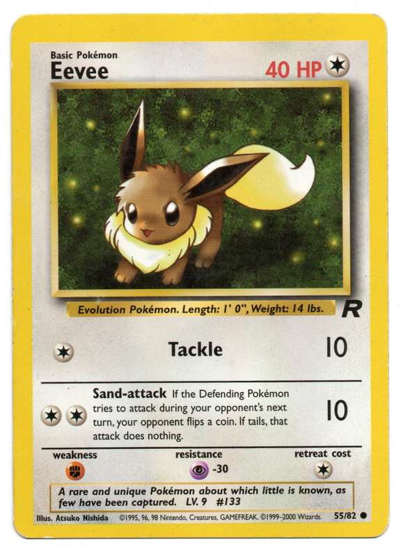1995, 96, 98 Nintendo, Creatures - Pokemon Team Rocket - Basic Eevee 55/82