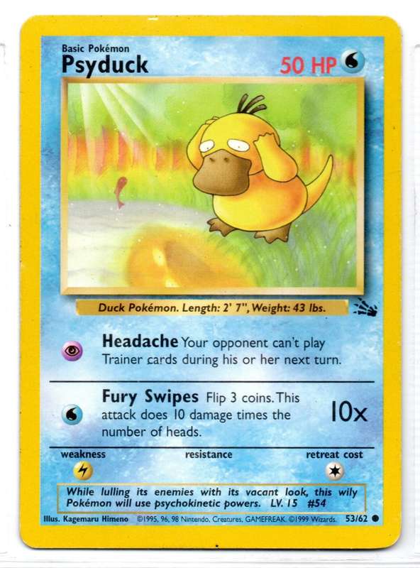 Pokemon FOSSIL Wizards Of The Coast 1999 - Psyduck 53/62