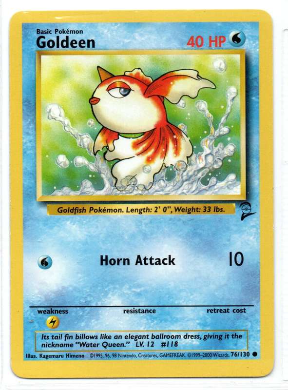 1995, 96, 98 Nintendo Creatures GAMEFREAK/Pokemon - Gen I Base Set 2 - Goldeen Common 76/130