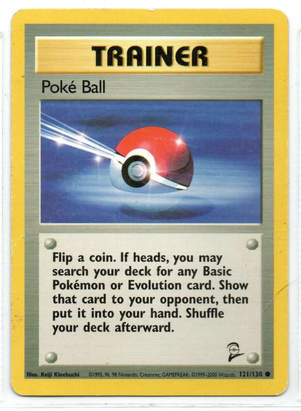 1995, 96, 98 Nintendo Creatures GAMEFREAK/Pokemon - Gen I Base Set 2 - Trainer Poke Ball Common 121/