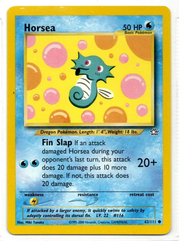 1995-2000 Nintendo Creatures GAMEFREAK - Neo Genesis Pokemon Horsea 62/111 Common