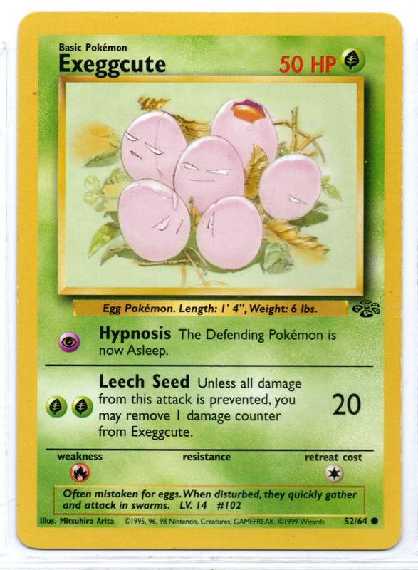 1995, 96, 98 Nintendo Creatures GAMEFREAK - Jungle Pokemon Exeggcute 52/64 Common