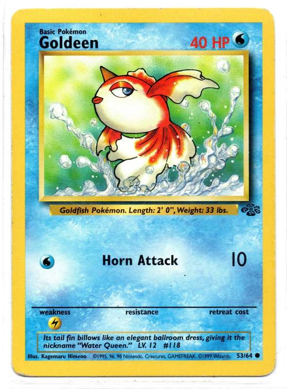 1995, 96, 98 Nintendo Creatures GAMEFREAK - Jungle Pokemon Goldeen 53/64 Common