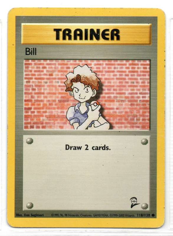 1995, 96, 98 Nintendo Creatures GAMEFREAK - Base Set 2 Pokemon Trainer Bill 118/130 Common