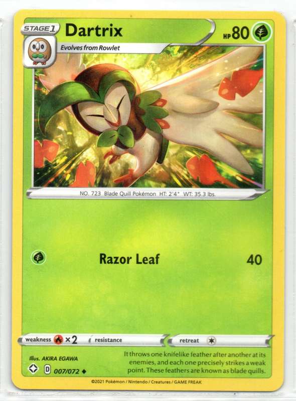 2021 Pokemon Nintendo Creatures GAMEFREAK - Shining Fates Dartrix 7/72 Uncommon