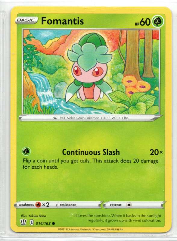 2021 Pokemon Nintendo Creatures GAMEFREAK - Sword & Shield Fomantis 14/163 Common