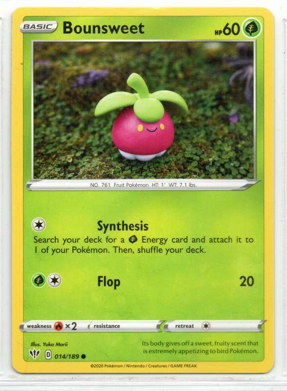 2020 Pokemon Nintendo Creatures GAMEFREAK - Darkness Ablaze Bounsweet 14/189 Common
